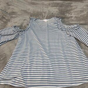 Lauren Conrad Top L- Stripped Top- Cold shoulder